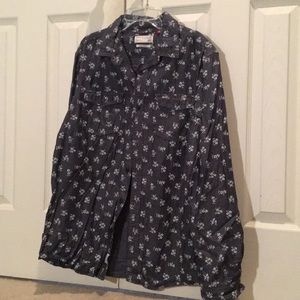 Floral pattern denim & flower button down